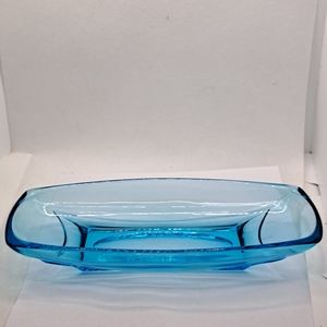 Vintage Hazel Atlas Turquoise Blue serving dish.